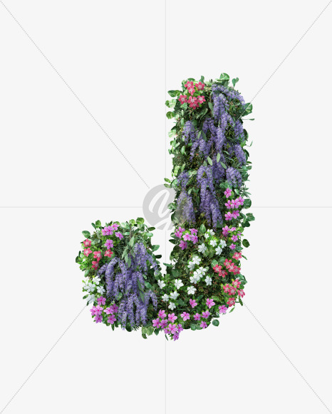 J uppercase from Vertical Flower Garden Font on Yellow Images Creative Fonts - S60799