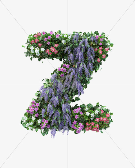 z lowercase from Vertical Flower Garden Font on Yellow Images Creative Fonts - S60832