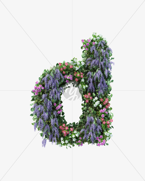 d lowercase from Vertical Flower Garden Font on Yellow Images Creative Fonts - S60788