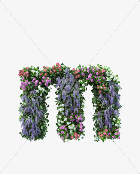 m lowercase from Vertical Flower Garden Font on Yellow Images Creative Fonts - S60806