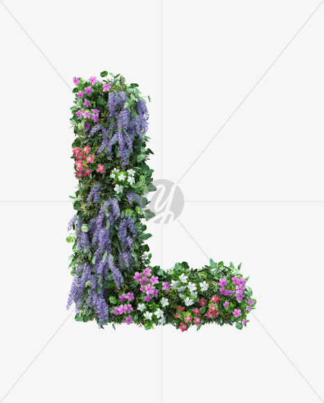 L uppercase from Vertical Flower Garden Font on Yellow Images Creative Fonts - S60803