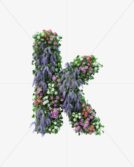 k lowercase from Vertical Flower Garden Font on Yellow Images Creative Fonts - S60802