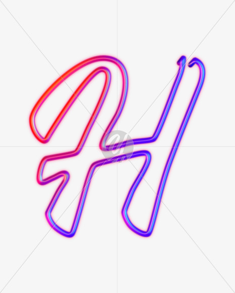 Letter H from Glowing Neon alphabet on Yellow Images Creative Fonts - S61217