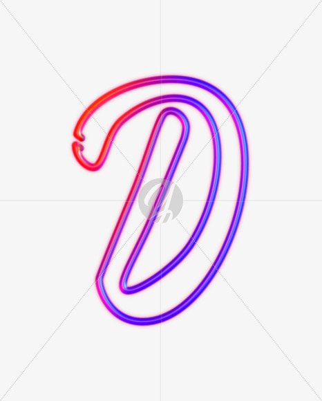 Letter D from Glowing Neon alphabet on Yellow Images Creative Fonts - S61213