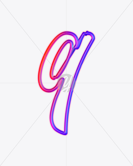 Letter q from Glowing Neon lower case alphabet on Yellow Images Creative Fonts - S61482