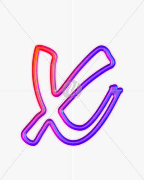 Letter x from Glowing Neon lower case alphabet on Yellow Images Creative Fonts - S61489