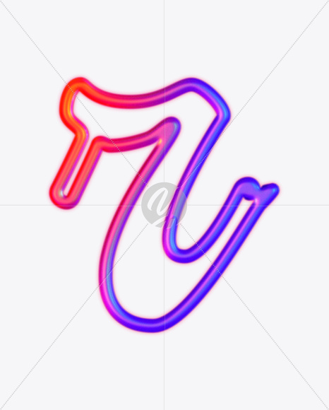 Letter r from Glowing Neon lower case alphabet on Yellow Images Creative Fonts - S61483