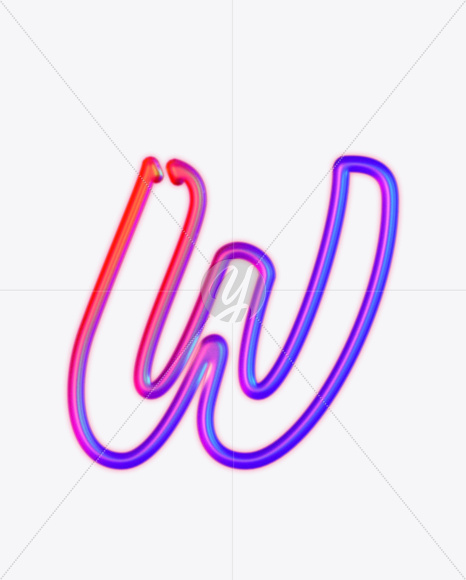 Letter w from Glowing Neon lower case alphabet on Yellow Images Creative Fonts - S61488