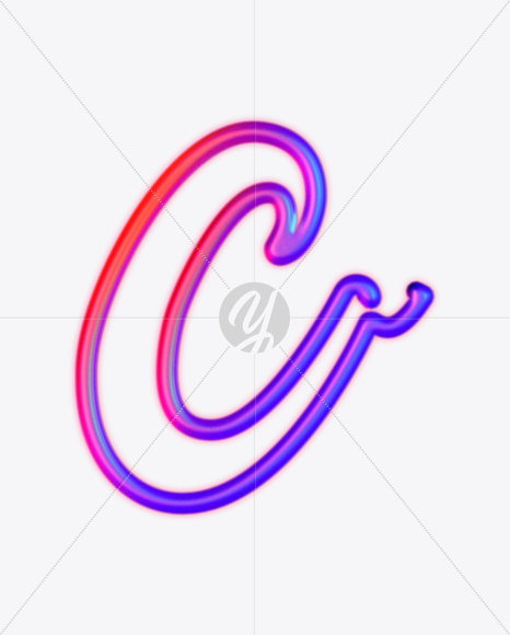 Letter c from Glowing Neon lower case alphabet on Yellow Images Creative Fonts - S61468