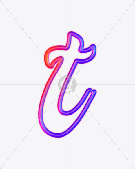 Letter t from Glowing Neon lower case alphabet on Yellow Images Creative Fonts - S61485