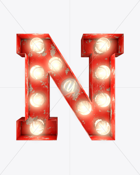 N_0 from Rusty Old Red Light Bulb Letters on Yellow Images Creative Fonts - S61545