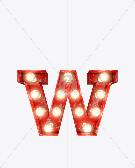 W_0 from Rusty Old Red Light Bulb Letters on Yellow Images Creative Fonts - S61569