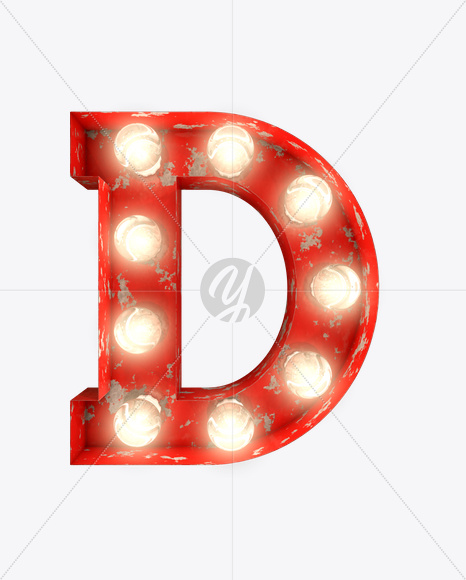 D_0 from Rusty Old Red Light Bulb Letters on Yellow Images Creative Fonts - S61521