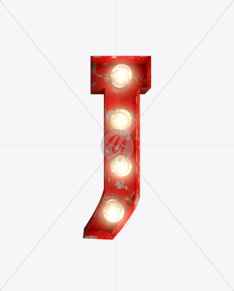 J_0 from Rusty Old Red Light Bulb Letters on Yellow Images Creative Fonts - S61537