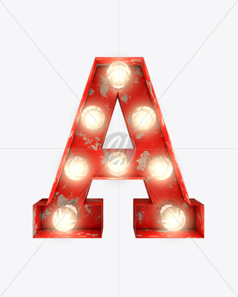 A_0 from Rusty Old Red Light Bulb Letters on Yellow Images Creative Fonts - S61513