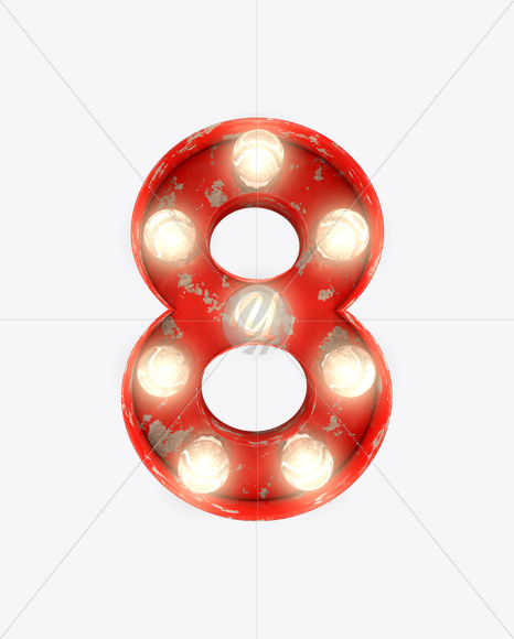 8_0 from Rusty Old Red Light Bulb Letters on Yellow Images Creative Fonts - S61509