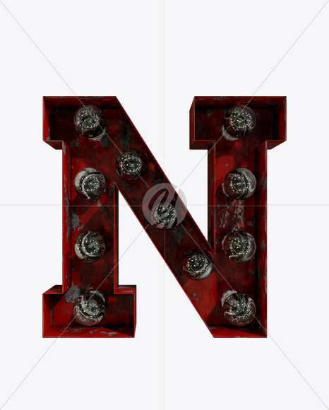 N_1 from Rusty Old Red Light Bulb Letters on Yellow Images Creative Fonts - S61546