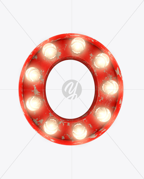 O_0 from Rusty Old Red Light Bulb Letters on Yellow Images Creative Fonts - S61547