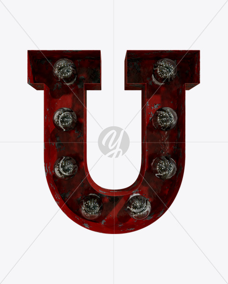 U_1 from Rusty Old Red Light Bulb Letters on Yellow Images Creative Fonts - S61564