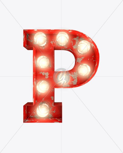 P_0 from Rusty Old Red Light Bulb Letters on Yellow Images Creative Fonts - S61549