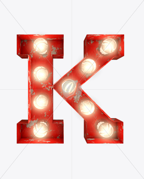 K_0 from Rusty Old Red Light Bulb Letters on Yellow Images Creative Fonts - S61539