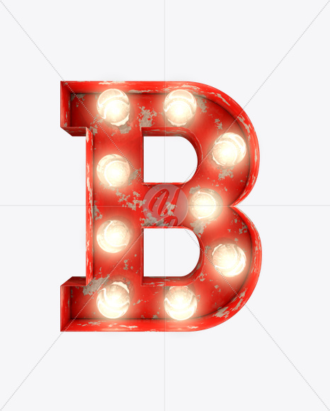 B_0 from Rusty Old Red Light Bulb Letters on Yellow Images Creative Fonts - S61517