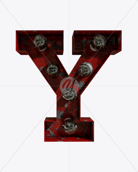 Y_1 from Rusty Old Red Light Bulb Letters on Yellow Images Creative Fonts - S61574