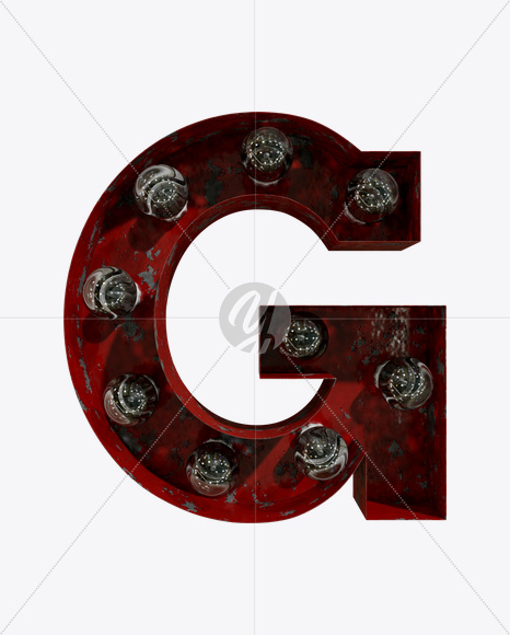 G_1 from Rusty Old Red Light Bulb Letters on Yellow Images Creative Fonts - S61530