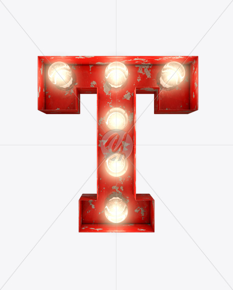 T_0 from Rusty Old Red Light Bulb Letters on Yellow Images Creative Fonts - S61561