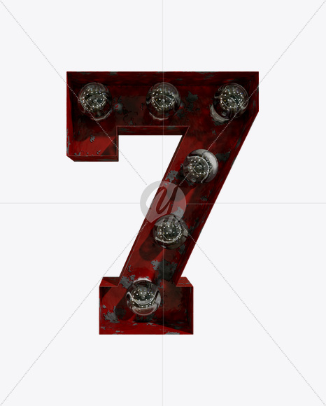 7_1 from Rusty Old Red Light Bulb Letters on Yellow Images Creative Fonts - S61508