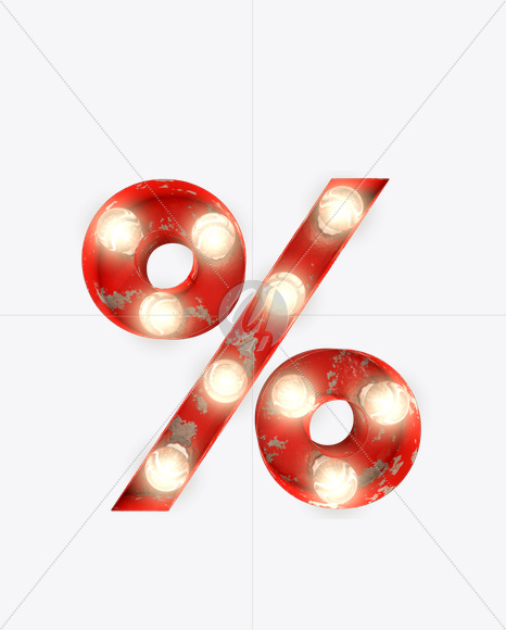 percent_0 from Rusty Old Red Light Bulb Letters on Yellow Images Creative Fonts - S61551