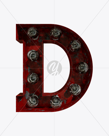 D_1 from Rusty Old Red Light Bulb Letters on Yellow Images Creative Fonts - S61522