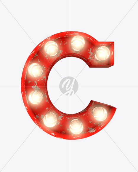 C_0 from Rusty Old Red Light Bulb Letters on Yellow Images Creative Fonts - S61519