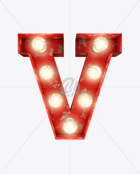 V_0 from Rusty Old Red Light Bulb Letters on Yellow Images Creative Fonts - S61567