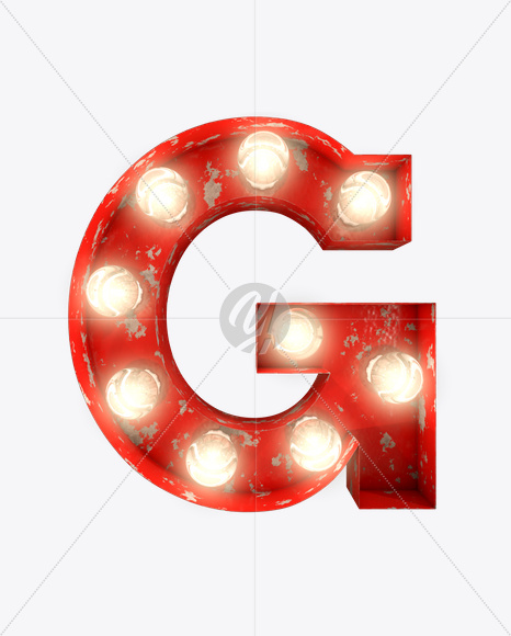 G_0 from Rusty Old Red Light Bulb Letters on Yellow Images Creative Fonts - S61529