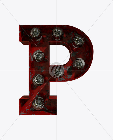 P_1 from Rusty Old Red Light Bulb Letters on Yellow Images Creative Fonts - S61550