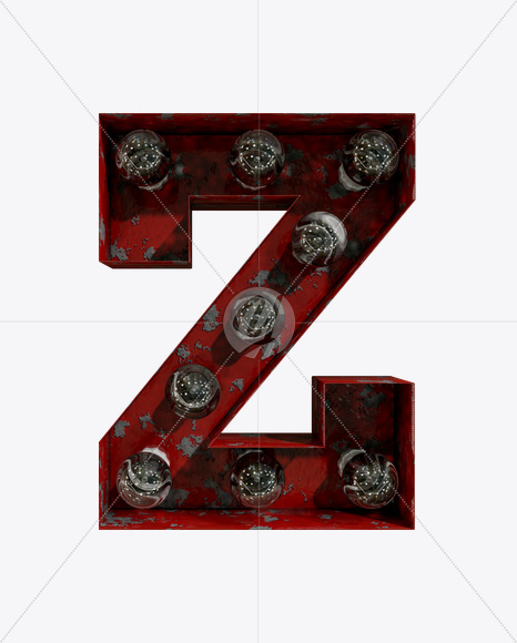 Z_1 from Rusty Old Red Light Bulb Letters on Yellow Images Creative Fonts - S61576