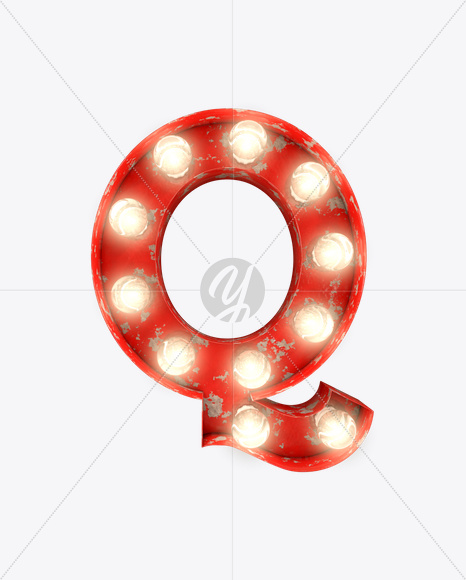 Q_0 from Rusty Old Red Light Bulb Letters on Yellow Images Creative Fonts - S61553