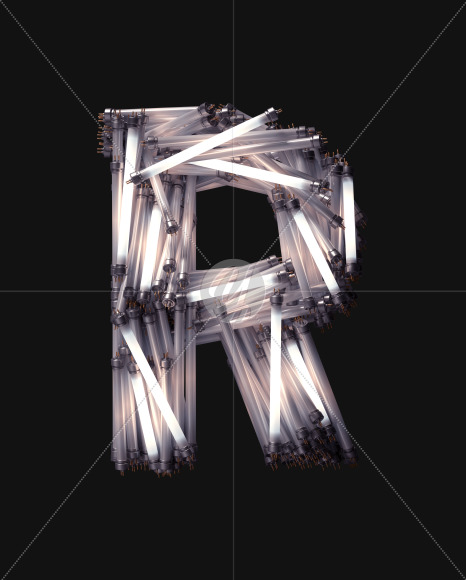 Letter R from Fluorescent Lamp font on Yellow Images Creative Fonts - S61905