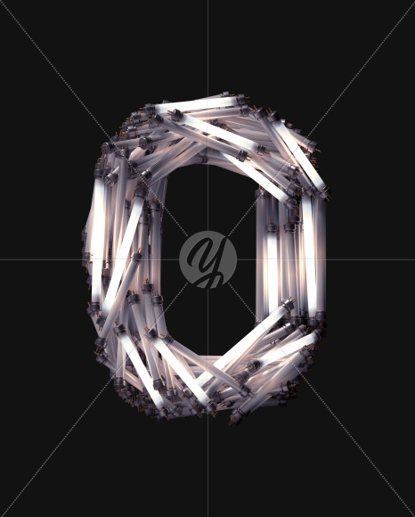 Letter O from Fluorescent Lamp font on Yellow Images Creative Fonts - S61902