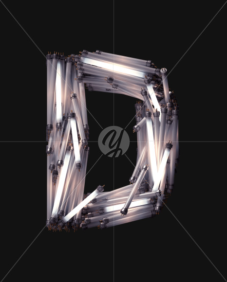 Letter D from Fluorescent Lamp font on Yellow Images Creative Fonts - S61891