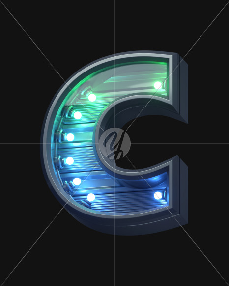 Letter C from Futuristic font on Yellow Images Creative Fonts - S61933