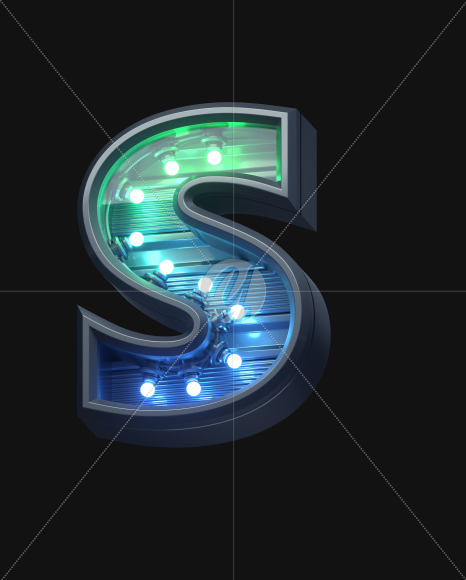 Letter S from Futuristic font on Yellow Images Creative Fonts - S61949