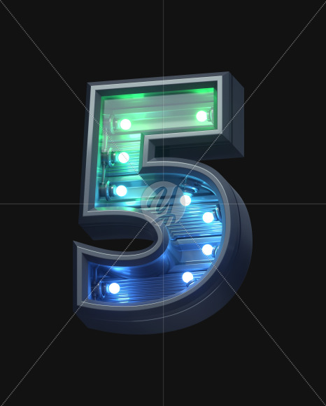 5 from Futuristic font on Yellow Images Creative Fonts - S61961