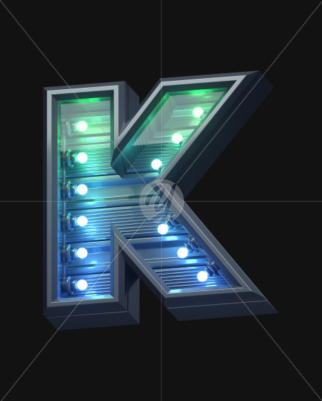 Letter K from Futuristic font on Yellow Images Creative Fonts - S61941