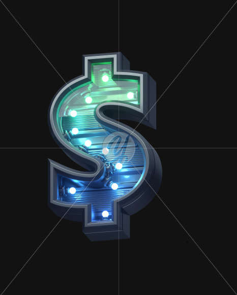 Dollar from Futuristic font on Yellow Images Creative Fonts - S61970