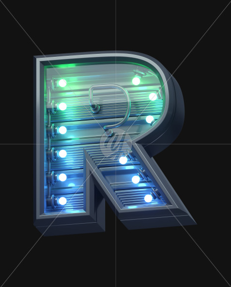 Letter R from Futuristic font on Yellow Images Creative Fonts - S61948