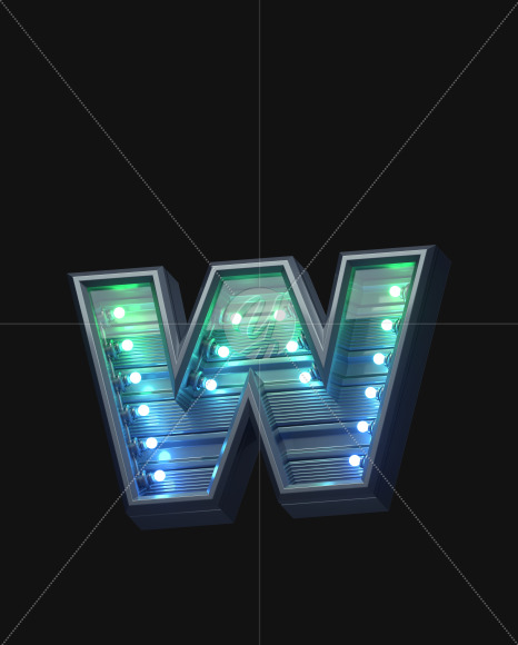 Letter W from Futuristic font on Yellow Images Creative Fonts - S61953