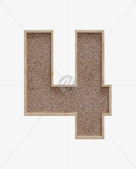 4 from Corkboard alphabet on Yellow Images Creative Fonts - S62003