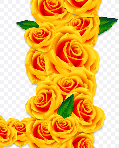 q lowercase from Rose Flowers Font on Yellow Images Creative Fonts - S62063